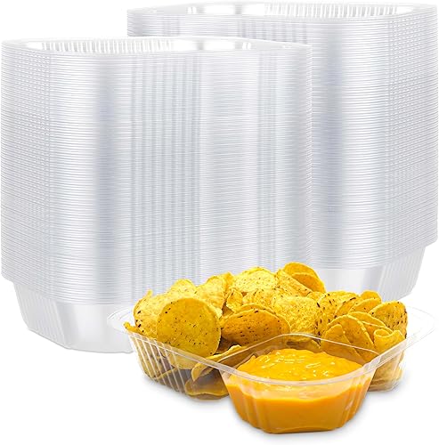 Bandejas de plástico para nachos de 22 onzas (paquete de 50) bandeja desechable grande para nachos y salsa de queso, suministros de soporte de