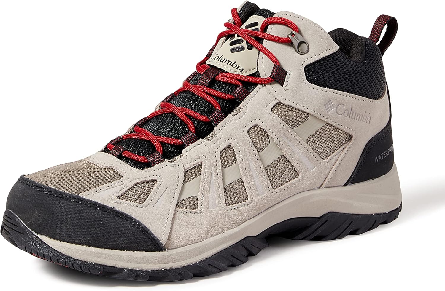 Columbia Redmond 4 Low Waterproof Mid Rise Trekking- en wandelschoenen voor heren, Black Mountain Rood, 46 EU