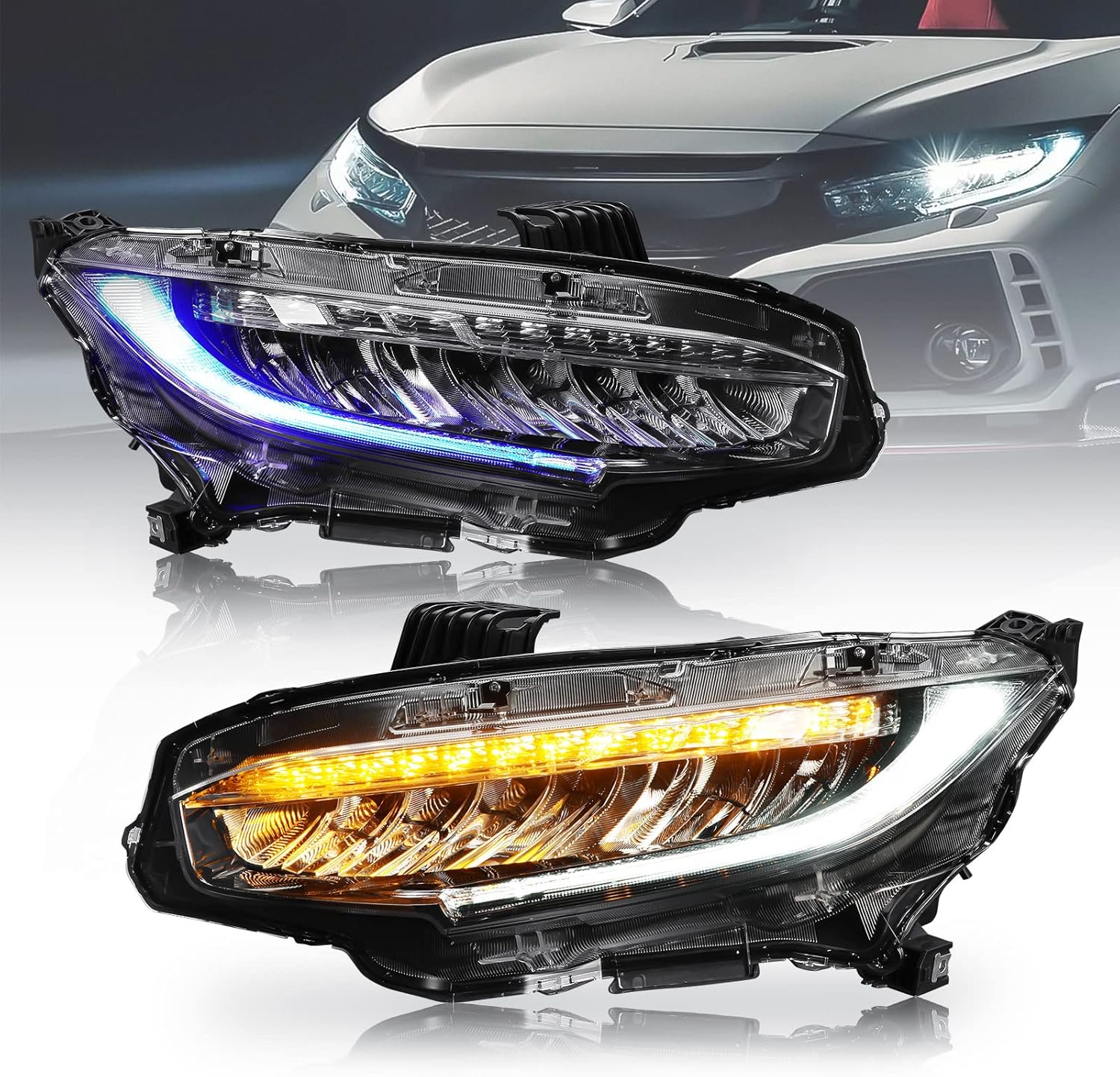 LED Headlights Assembly for 10th Gen 20162021 Honda Civic