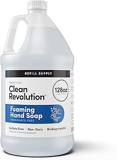 Clean Revolution Foaming Hand Soap Refill Supply | Gentle, Moisturizing | Ready to Use | Unscented | 128 Fl Oz (1 Gallon),...