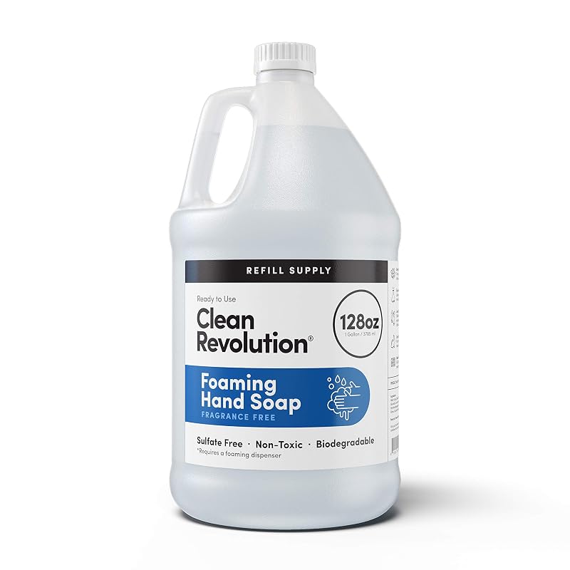 Clean Revolution Sabonete líquido espumante sem fragrância para mãos, refil pronto para uso, sem sulfatos, 3,79 L
