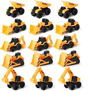 Boley 15-Pack Mini Construction Vehicle Set - Toy Trucks for Toddlers - Durable Construction Toy Vehicles for Boys and Girls - Perfect for Imaginative Play and Learning