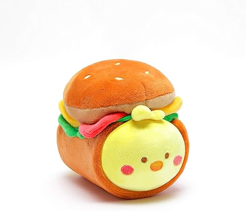 Miniatura 2 de Anirollz - Juego de 2 almohadas de peluche de felpa, Pollito en hamburguesa para regalar