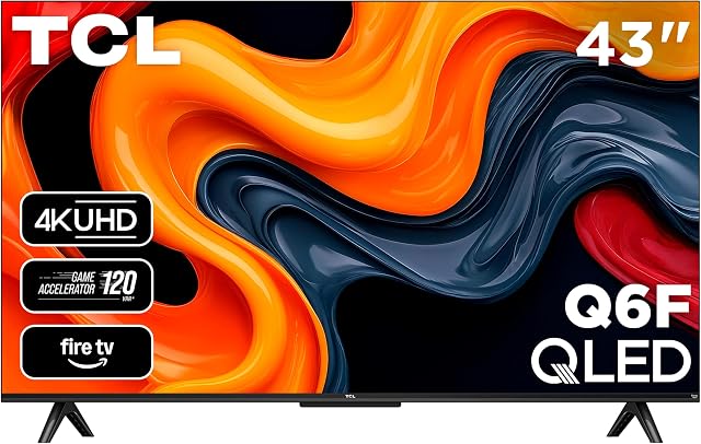 TCL 43-Inch Q6 QLED 4K UHD Intelligent TV avec le feu TV (43Q651F, 2025 Modèle) Dolby Vision HDR PRO+, Dolby Atmos, Alexa intégré avec télécommande vocale, Apple AirPlay 2 Compatibilité, streaming de la télévision