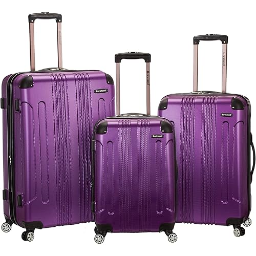 Rockland London Hardside Spinner Wheel Luggage, Purple, 3-Piece Set (20/24/28)