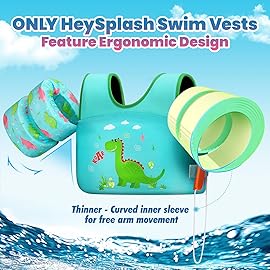 HeySplash Swim Vest for Kids, Toddler Pool Floaties Fit 31-66 Lbs, Children Swimming Vest with Adjustable Strap, Swim Jacket Water Wing Arm Float, Puddle Beach Boat Jumper Boy Girl Age 2-7,Dinosaur