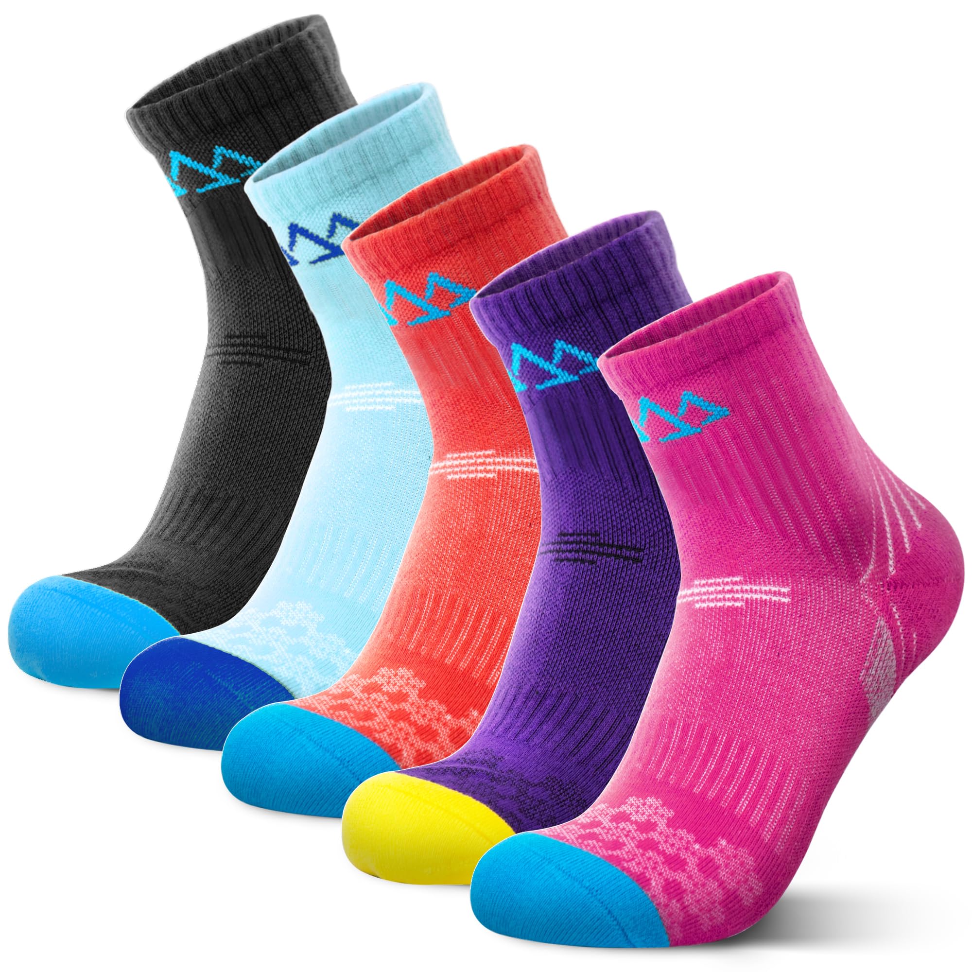 5 Pack Women's Hiking Socks Mid Cushion Low Hiking Camping Multi Performance Socks for Walking Trekking Running Spring Winter