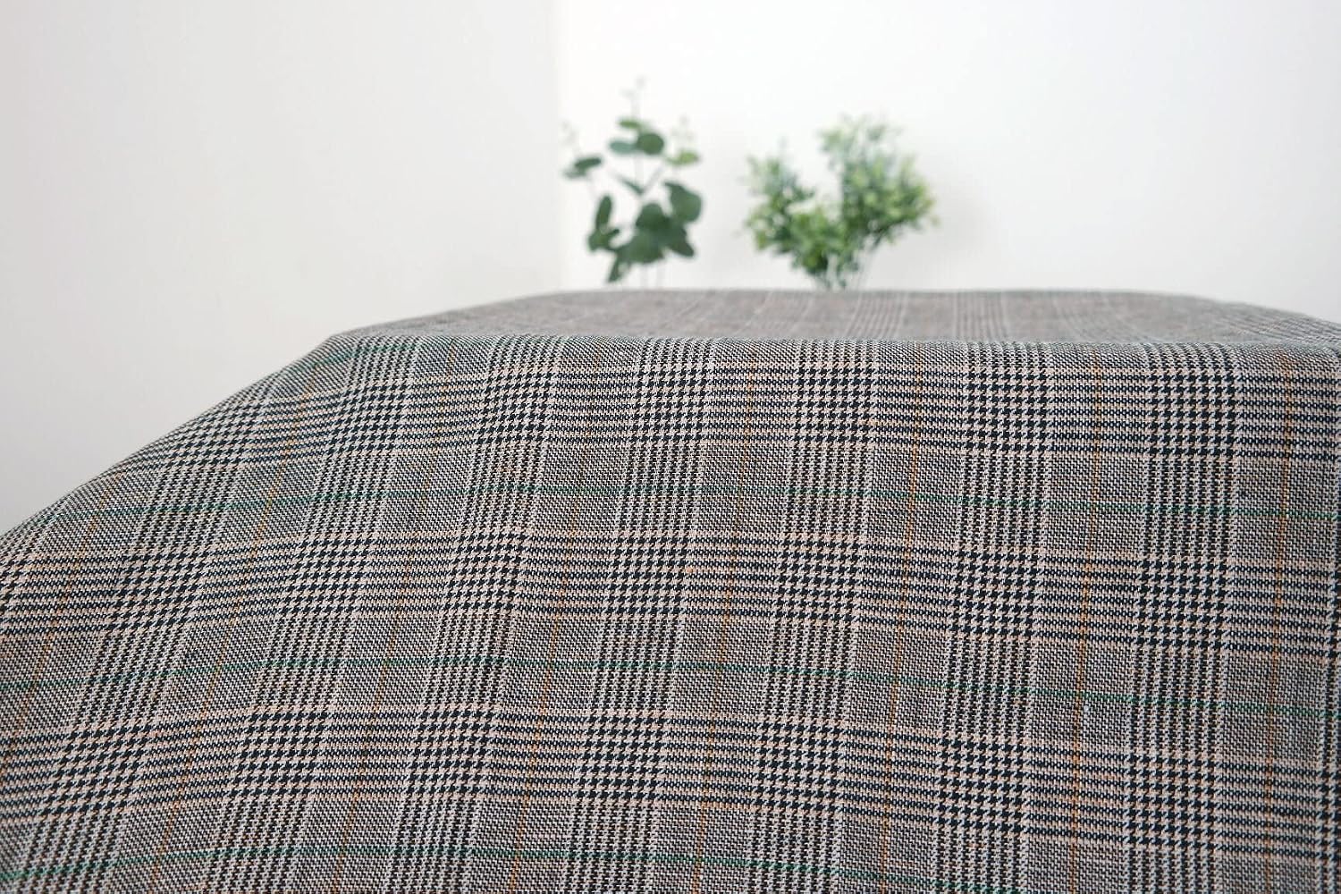 Brown Multi-Color Twill Houndstooth Glen Plaid Medium Weight 100% Linen Fabric | Premium Quality - Ideal for Fashion & Home Projects