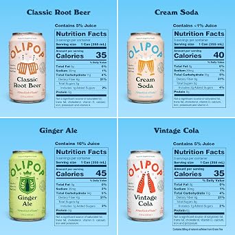 OLIPOP Prebiotic Soda Pop, Classic Soda Variety, Pantry Pack Packed with Prebiotics, Fiber, and Botanicals, Gluten Free, Vegan, GMO Free, 12oz (12-Cans) (Pack of 2)