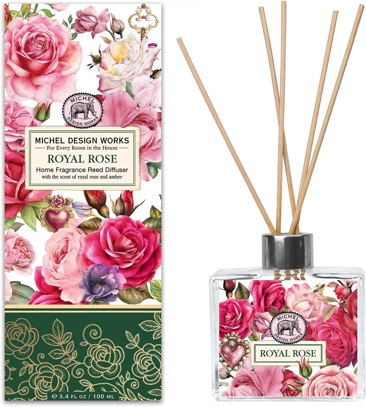 Michel Design WorksHome Fragrance Reed Diffuser, Royal Rose
