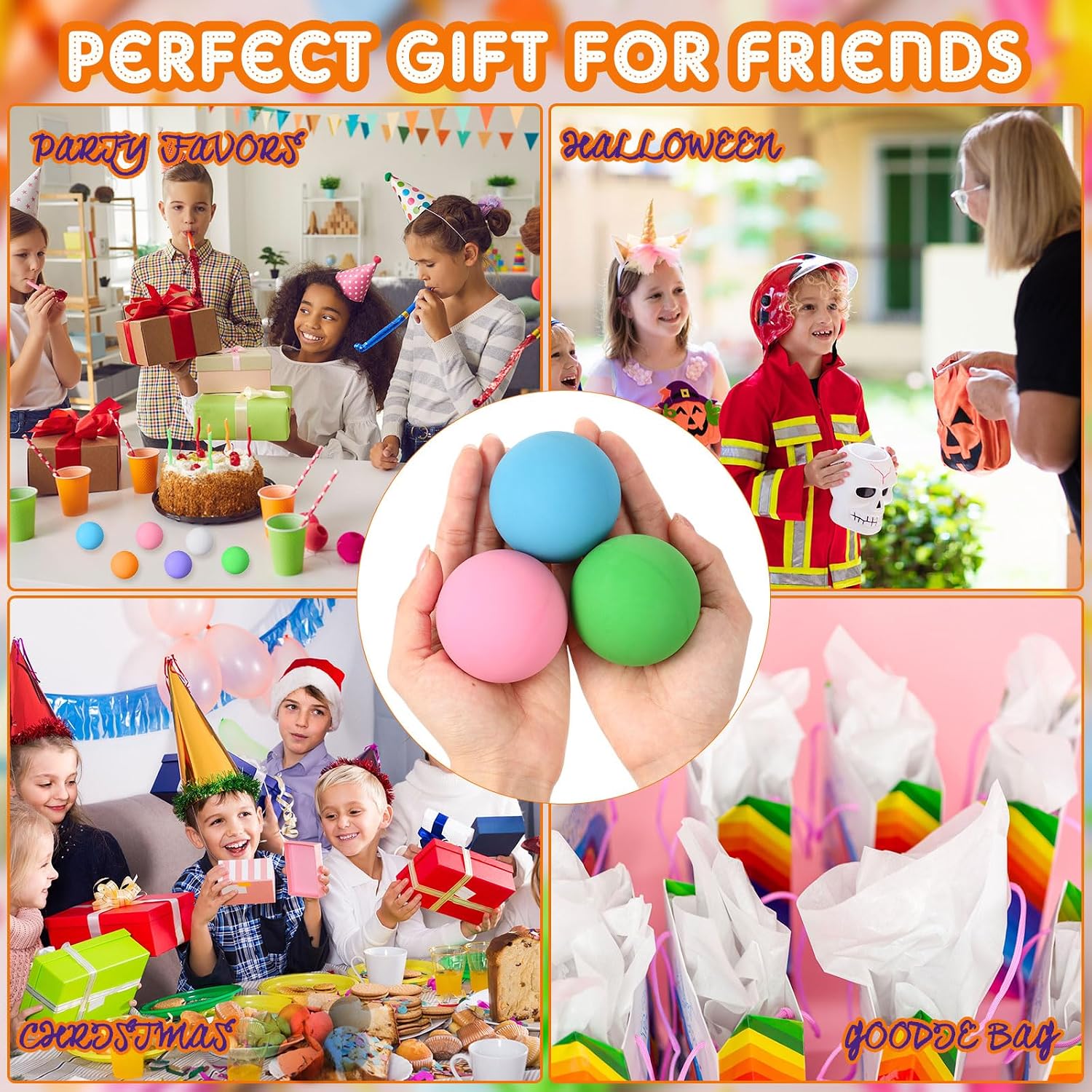 Vinsot 6 Pcs Rubber High Bounce Balls 2.36 Inch Rubber Bouncing Balls Colorful Large Bouncy Ball for Birthday Party Favors Gift Carnival Prize