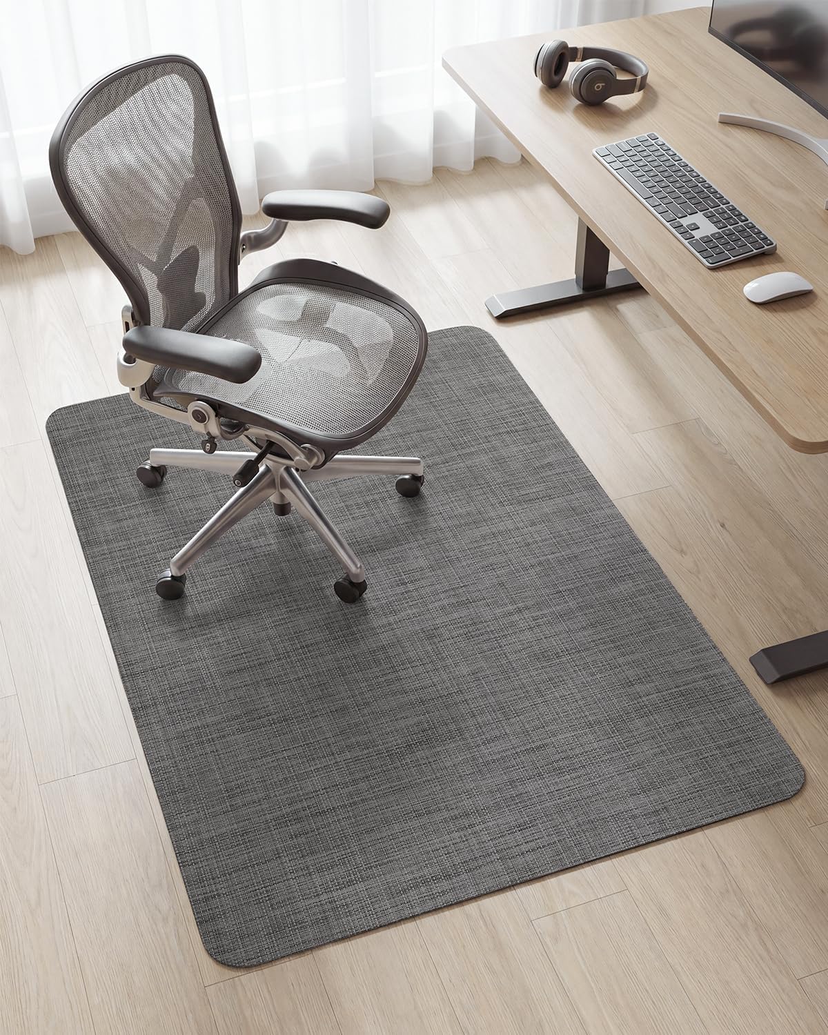 Asrug Office Chair Mat for Hardwood Floor 36" x 48" Desk Computer Chair Mat for Rolling Chair PVC Plastic Durable Non-Slip Under Desk Rug,Hard Floor Mats Protector for Office Home, Dark Gray