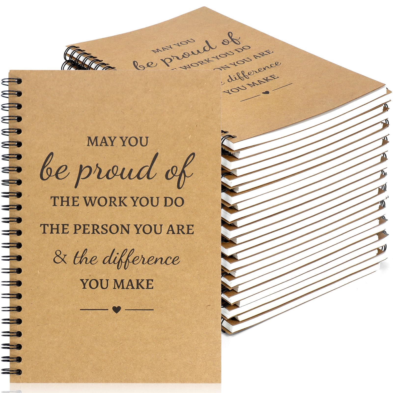 JTKDG 24Pcs Inspirational Spiral Notepad A5, Motivationa Kraft Cover Wirebound Notebooks Bulk Journals, 100 Page/50sheet Lined Notebook Thank You Gift for Employee Coworker Teacher Nurse, 21 x 14 cm