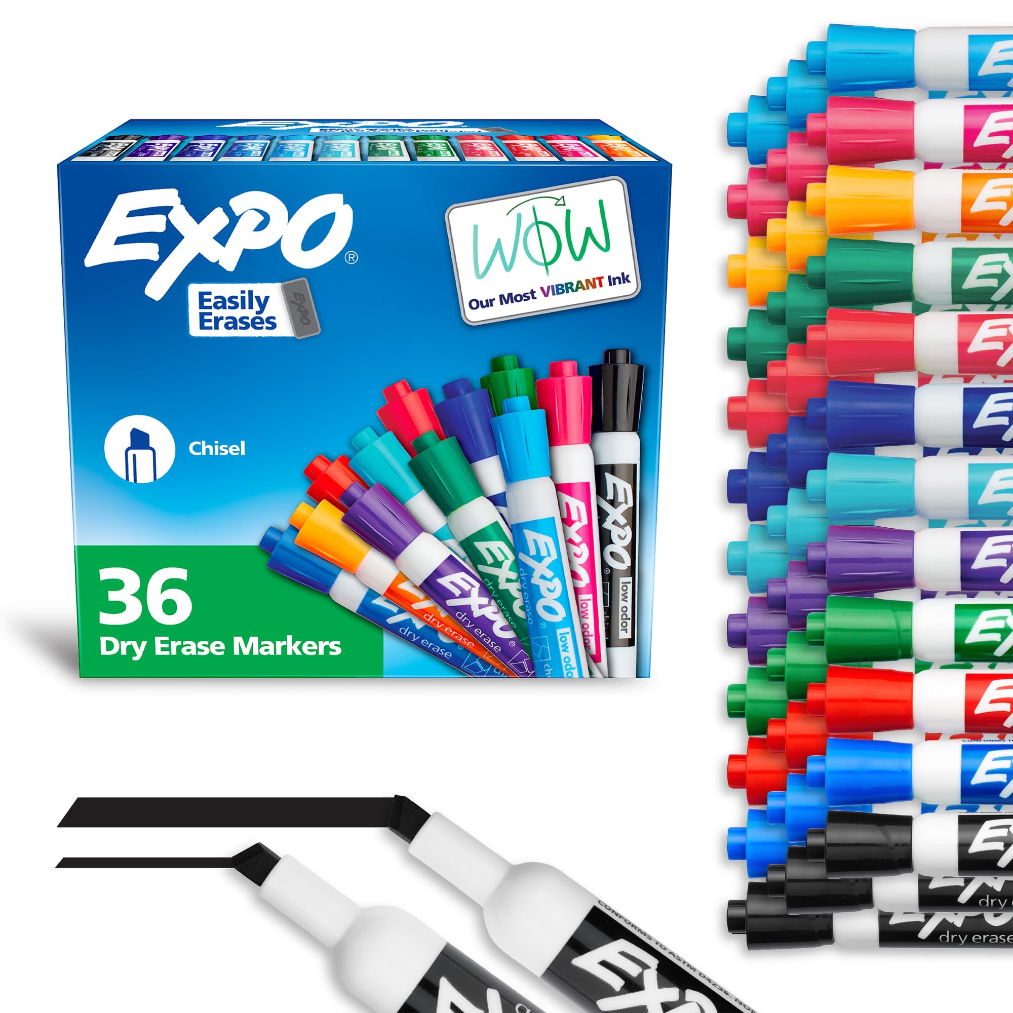 Expo Low-Odor Dry Erase Chisel Tip Markers - Chisel Marker Point Style - Assorted - 36 Box