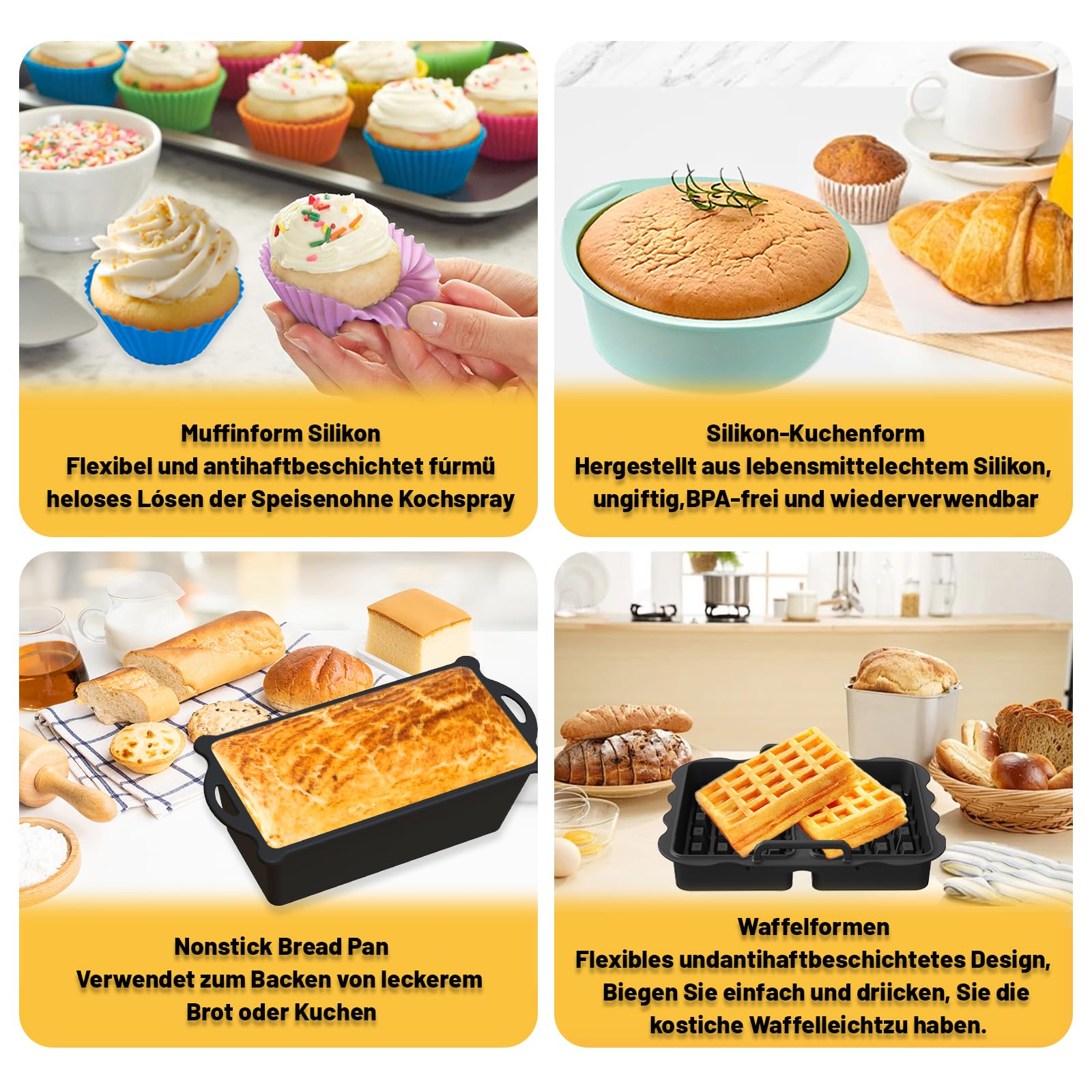 Heißluftfritteuse Zubehör für Ninja Foodi Flexdrawer 10,4L AF500EU, Airfryer Zubehör COSORI 10L Silikonform, Airfryer Silikon Einsatz mit Weiteres Dual Ninja Airfryer Zubehör