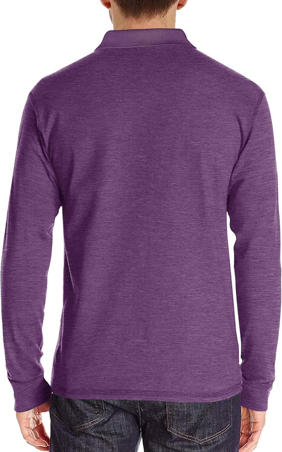 Mens Long Sleeve Polo Shirts Casual Fashion Button Up Collared Golf T Shirts with Pocket