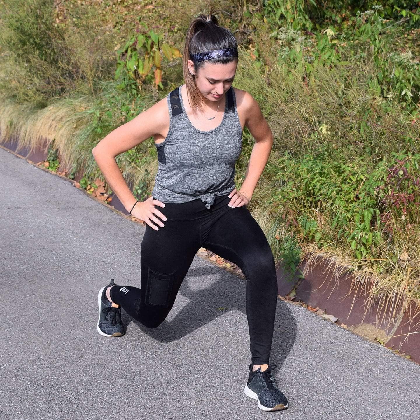 Sweaty Bands Womens Girls Headband - Non-Slip Velvet-Lined Workout Hairband - Booty Camp Camo Black Gray 1-Inch - Image 5