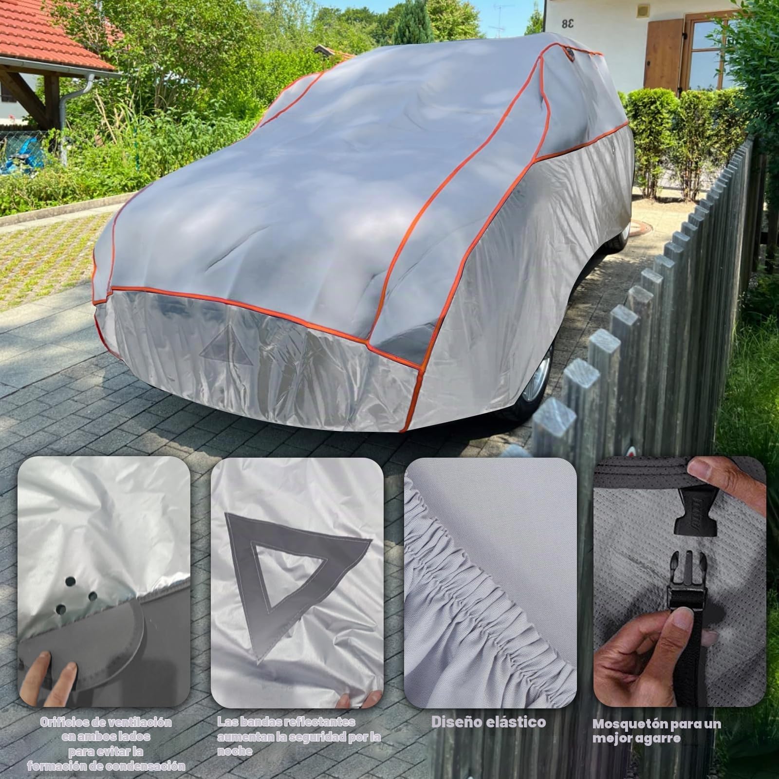 Funda Coche Exterior Antigranizo Cubierta Antigranizo 400 a 450 cm de Largo Funda Coche Antigranizo, Duradera Cubierta Anti Granizo.