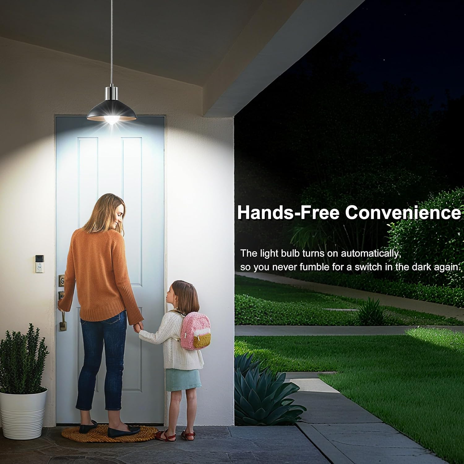 Motion Sensor Light Bulbs, 12W Motion Activated Dusk to Dawn Outdoor Light Bulb (100Watt Equivalent) A19 E26 6000K Cool White for Outdoor Indoor Front Door Porch Garage Basement Hallway, 3 Pack