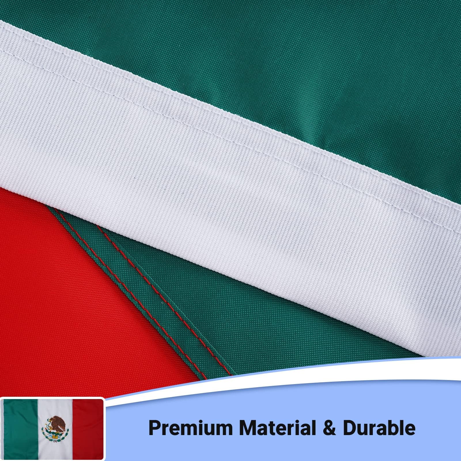 Mexikanische Flagge Bestickt – 30,5 X 45,7 Cm – Aus Polyester Mit Messingösen Für Draußen & Innen