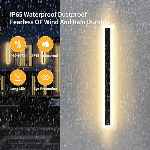 Miniatura 2 de Moderno aplique de pared para exteriores, acrílico blanco esmerilado, 23.6 pulgadas