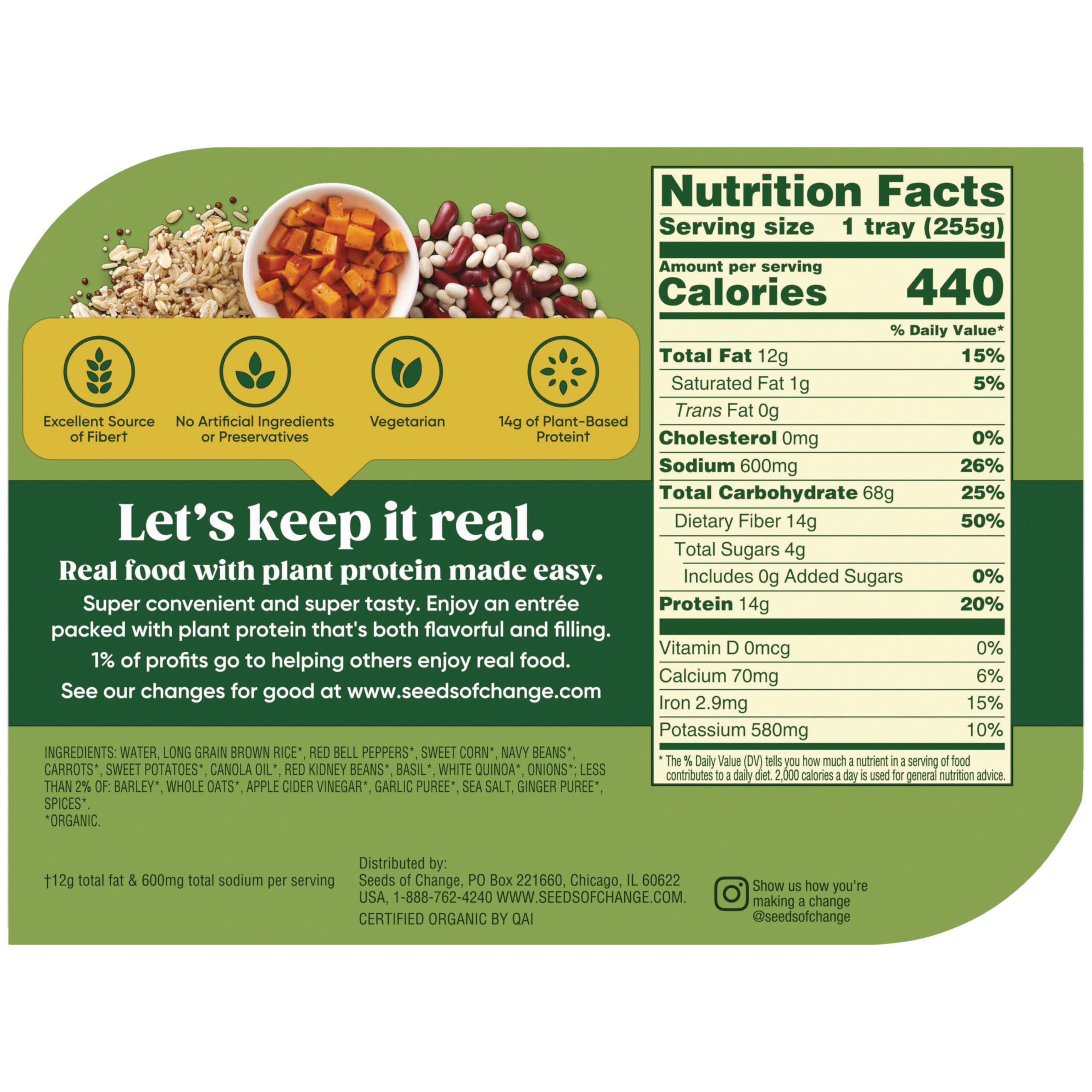 SEEDS OF CHANGE Organic Protein Bowl Harvest Herb Prepared Entr e Microwave in 90 Seconds 9 oz — view 2