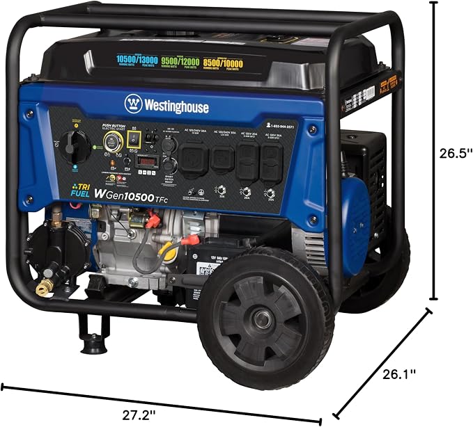 Generador portátil trifuel Westinghouse 13500 W pico miniatura 2