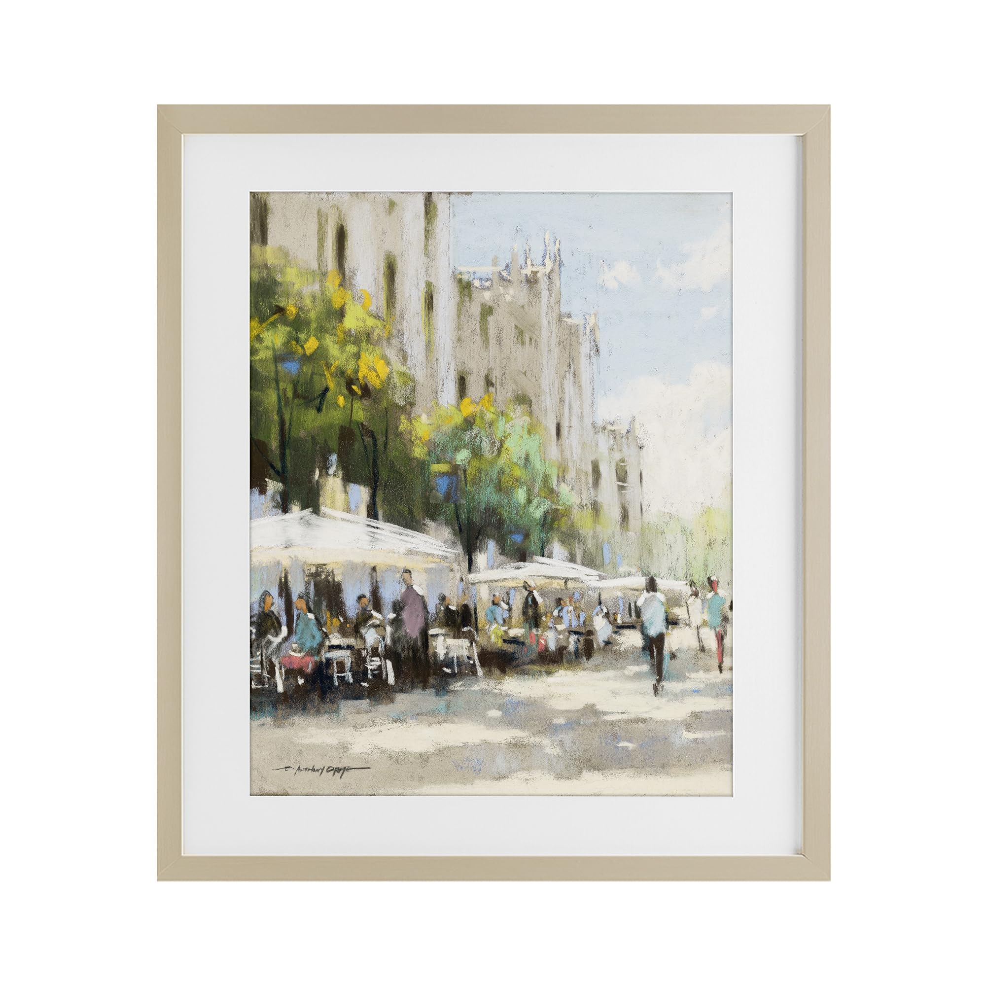 Street Cafe Boulevard Cityscape, 17 x 21 Inch Framed Print Under Glass