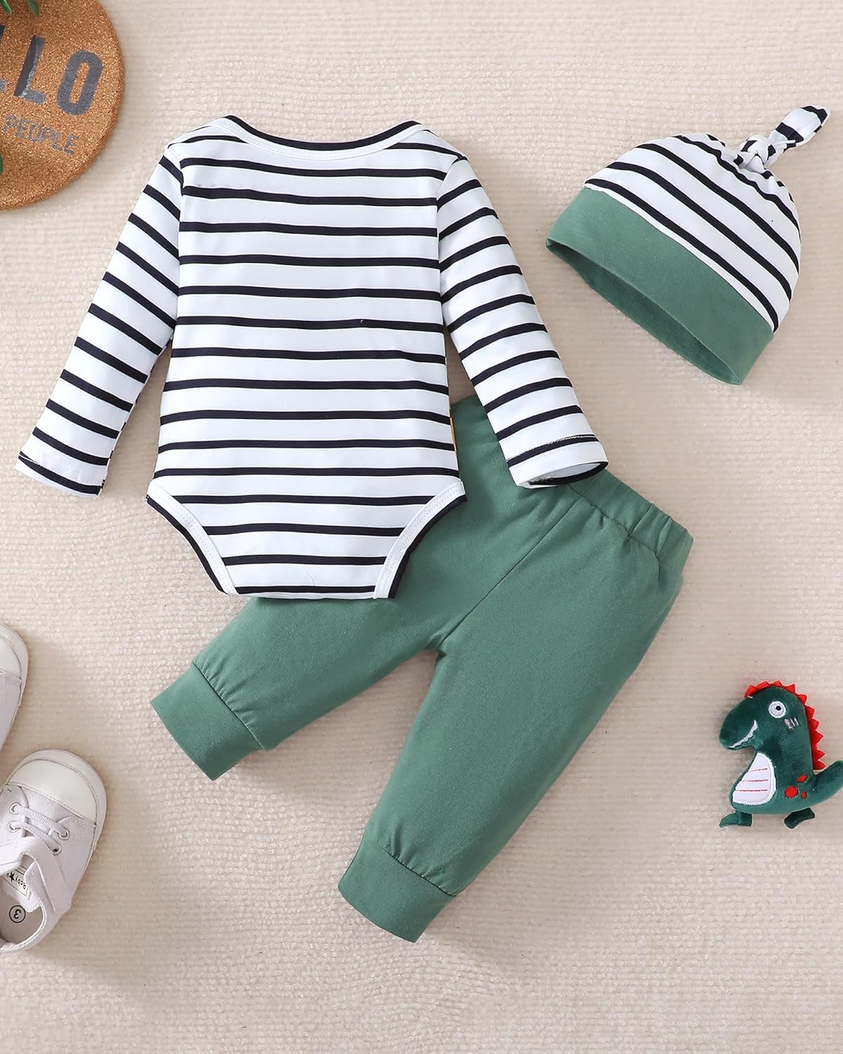 SUNNY PIGGY Baby Boy Clothes Newborn Infant Boy Outfits Romper Hat Pants 3Pcs Clothing Set for 0 3 6 9 12 18 Month Boys - Image 3