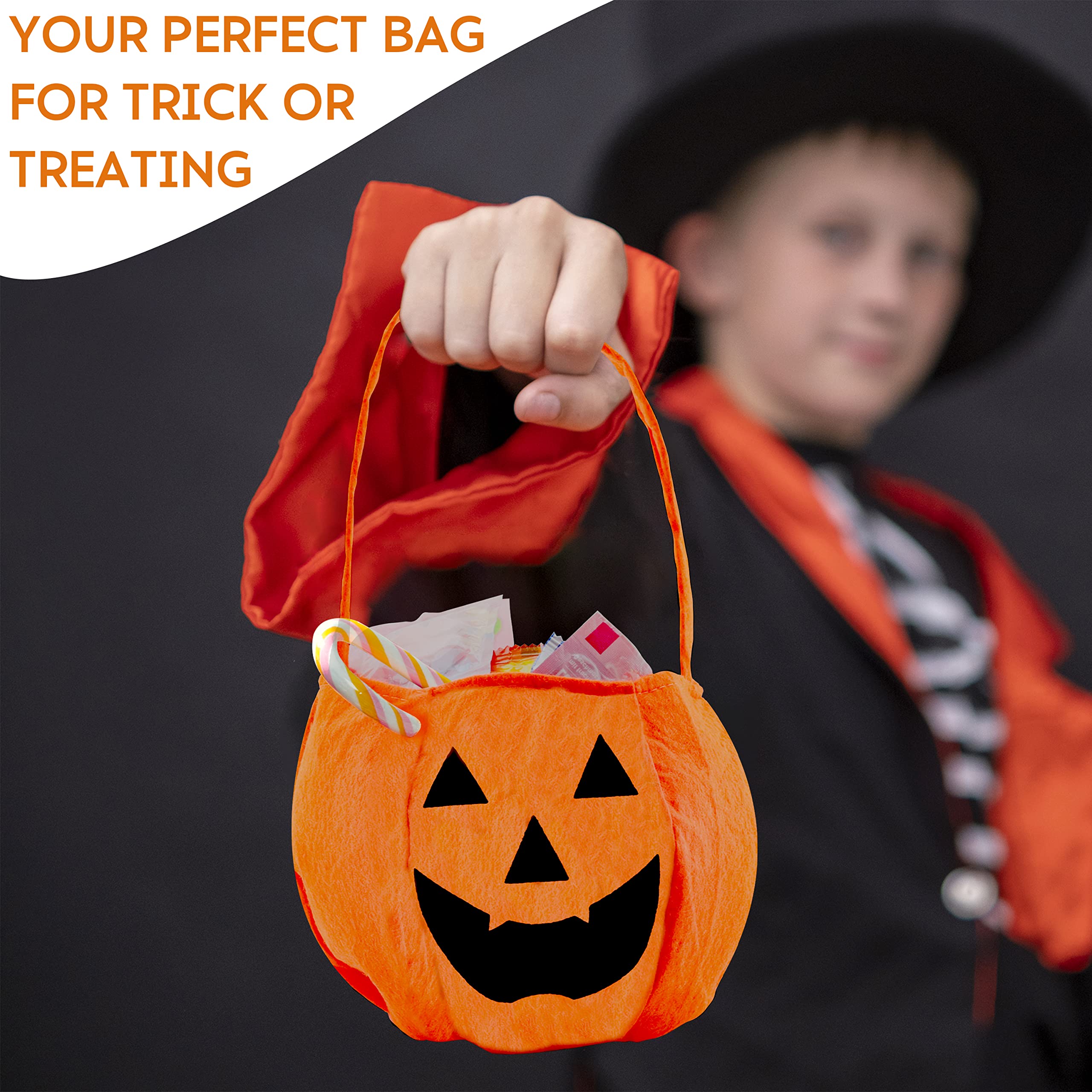 Borsa Per Caramelle Di Halloween A Forma Di Zucca - 2 Pezzi - Sacchetto Dolcetto O Scherzetto Per Bambini (Arancione, 20x13x28 Cm)