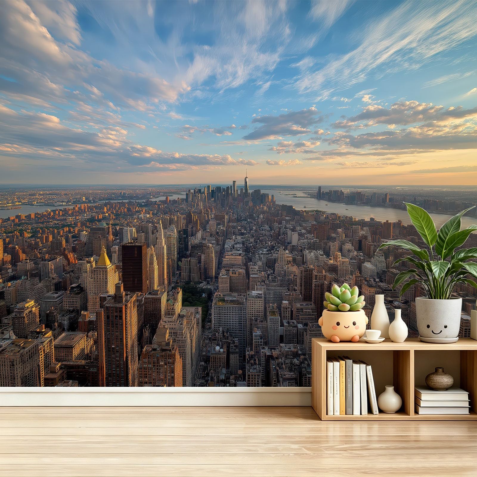 Papier peint Empire State Building pour salon, grand décor mural marron chambre enfant