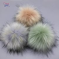 Vista 2 de Furryvalley Pompón de piel sintética, 6 unidades, manualidades, bolas esponjosas para sombrero, zapatos, bufandas con cierre a presión, sombrero