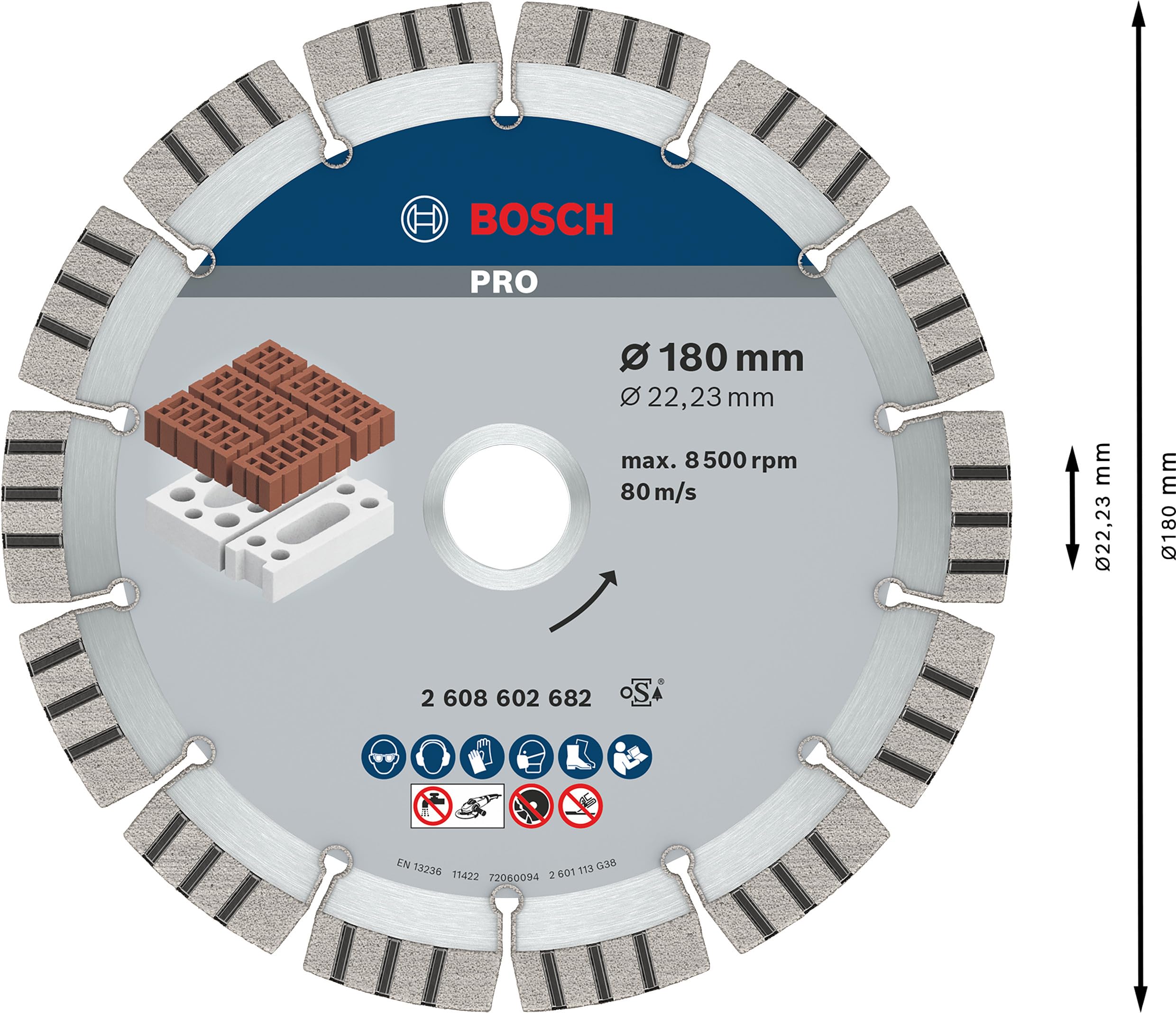 Bosch Professional Diamentowa tarcza tnąca Best for Abrasive (do materiałów abrazyjnych, 180 x 22,23 x 2,4 x 12 mm, Akcesoria małych szlifierek kątowych)