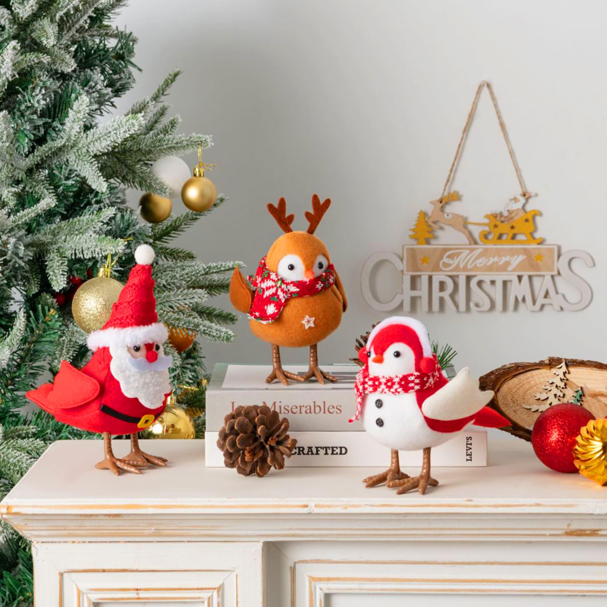 Amazon.co.jp: Elanket クリスマスデコレーション 鳥のオーナメント