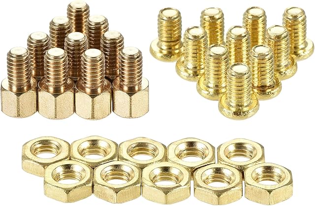 sourcing map M4 Hex Brass Standoff Spacer 5mm+6mm Male-Female Threaded Pillar Screw Nut Kit for PCB Motherboard Computer Circuit Board, 10 Sets