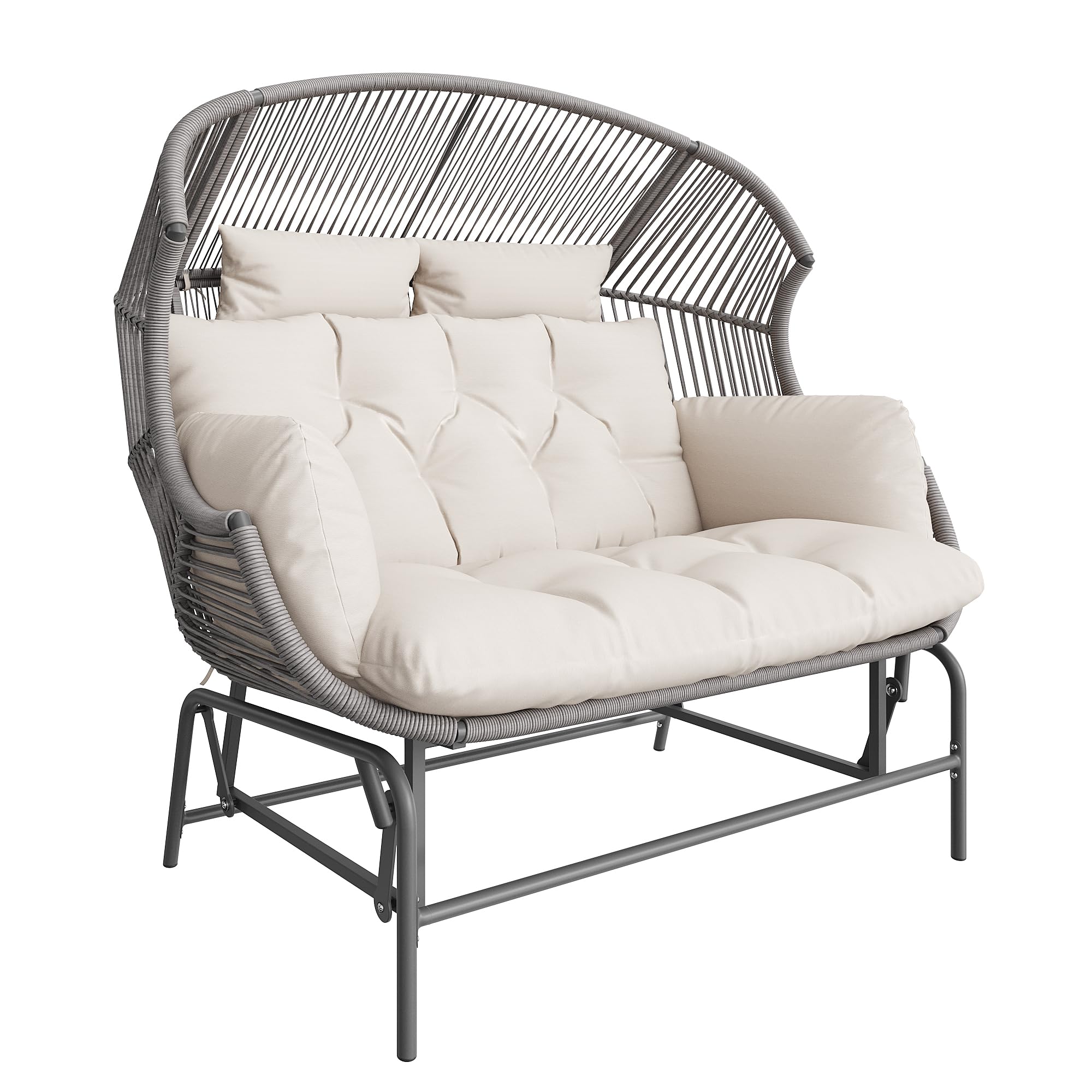 Moimhear Mecedora de jardín para dos personas, silla colgante para patio, silla de huevo oscilante para exteriores, silla de balancín, columpio de jardín, columpio de porche para el jardín, balcón o