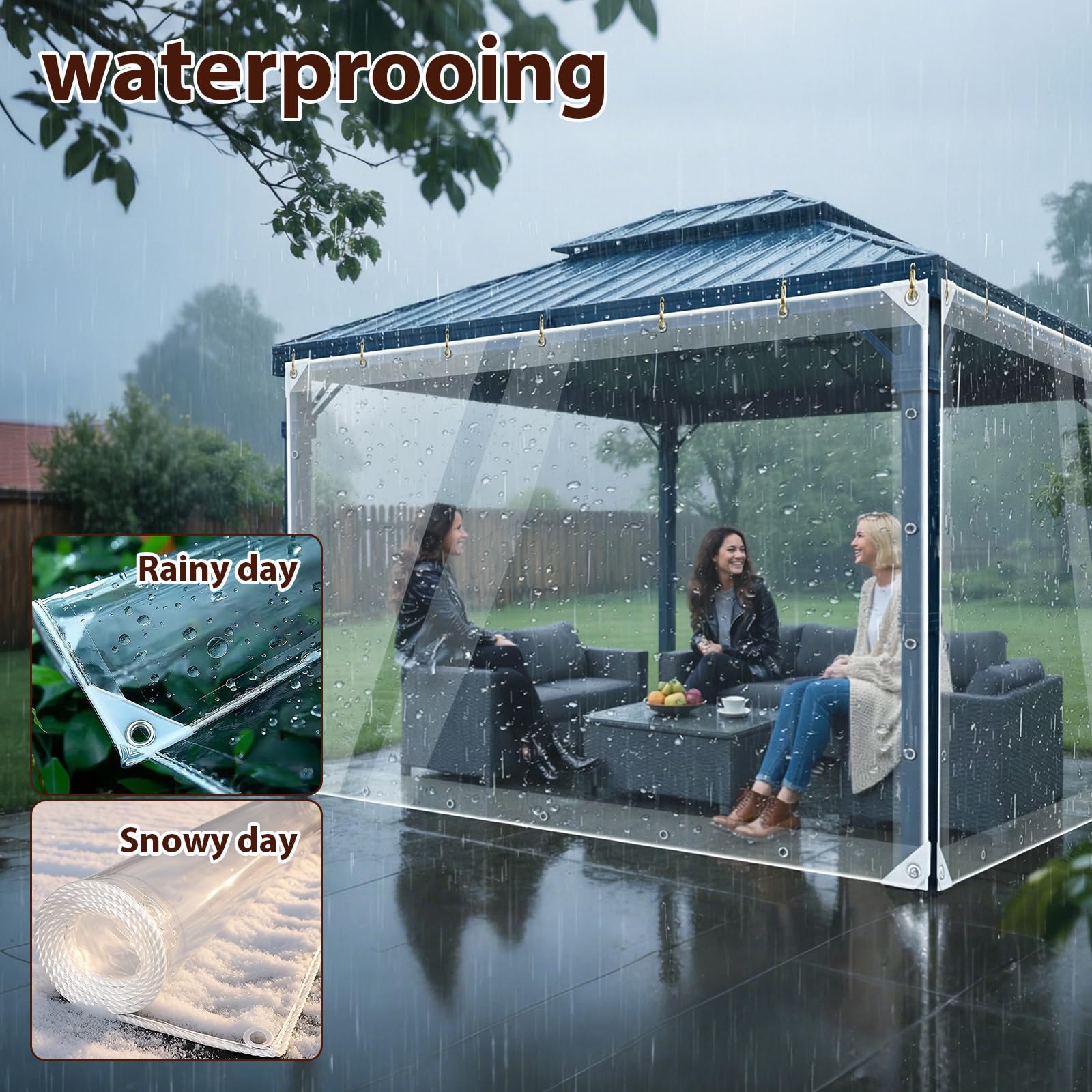 8' x 20' clear pvc vinyl tarp clear tarp,waterproof clear with grommets heavy duty outdoor camping,transparent waterproof raincloth for roofs