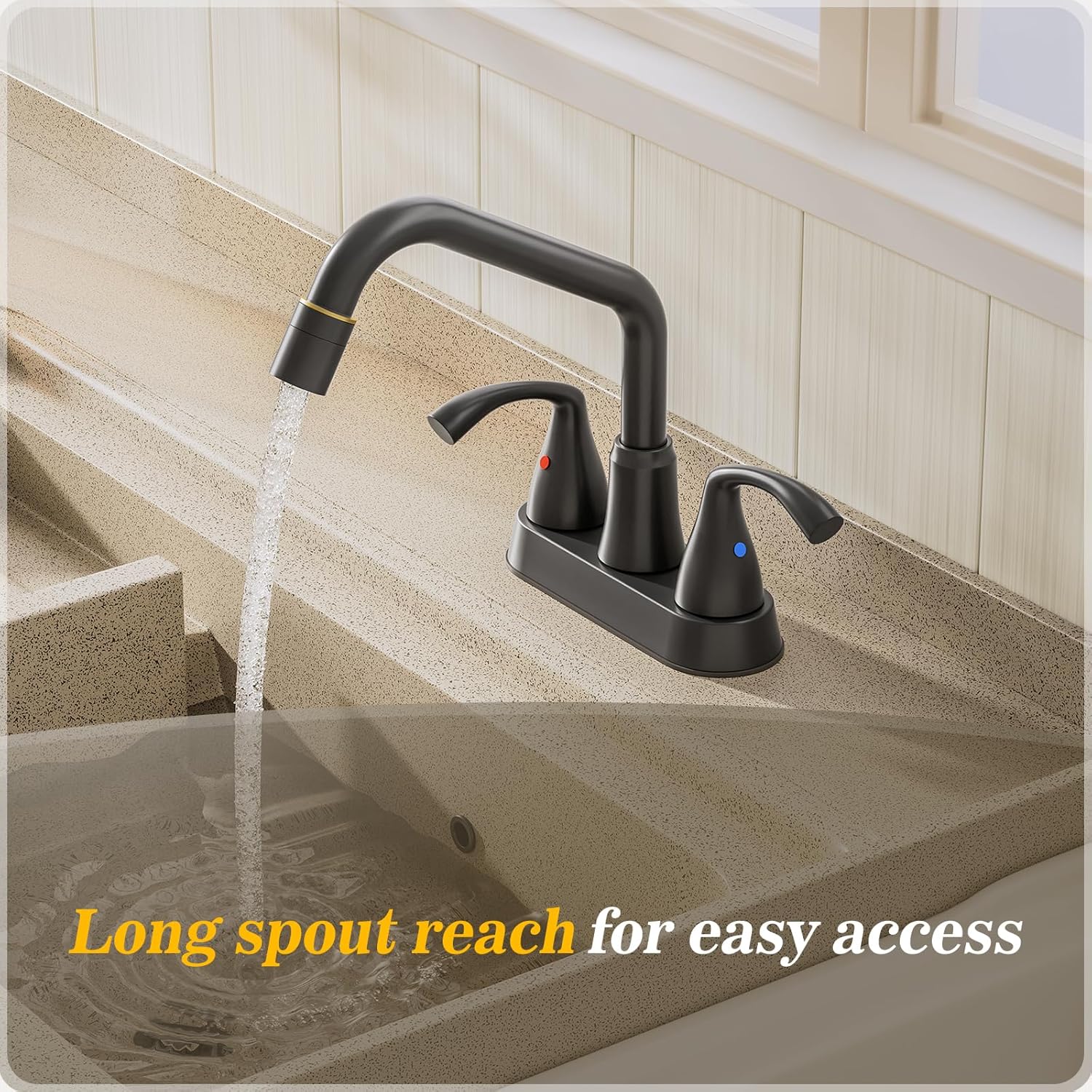 Phiestina Laundry Sink Faucet, Slop Sink Tub Faucet with Pull Out Sprayer,3 Hole Dual Handle Pull Out 4 Inch CenterSet Laundry & Utility Room Faucets, LF180CL-2M-MB