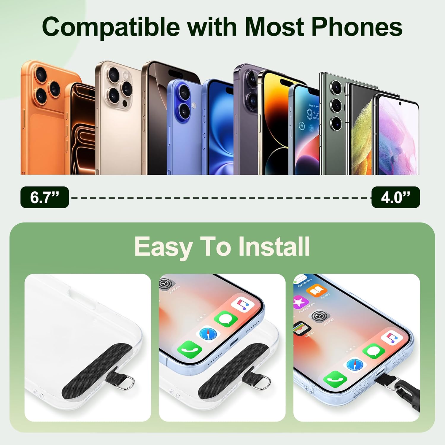 SHANSHUI Hand Wrist Strap Lanyard, 3 Pack Adjustable Cell Phone Lanyard Strap, Hand Wrist Strap Lanyard with 3x Tether Tabs for Smartphones-Black - Image 6