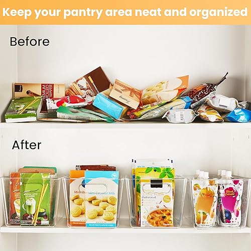 Miniatura 6 de YIHONG Contenedores de almacenamiento de plástico transparente, paquete de 8 contenedores organizadores de despensa con asa para cocina, congelador