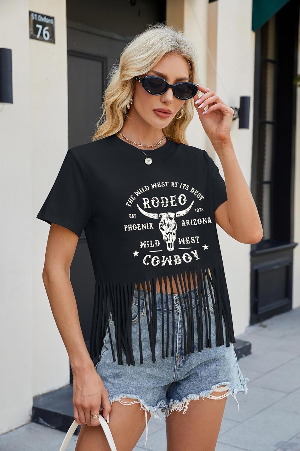 Western Shirt for Women Vintage Cowgirl Fringe T-Shirt Short Sleeve Rodeo Country Tee Tops - Image 3