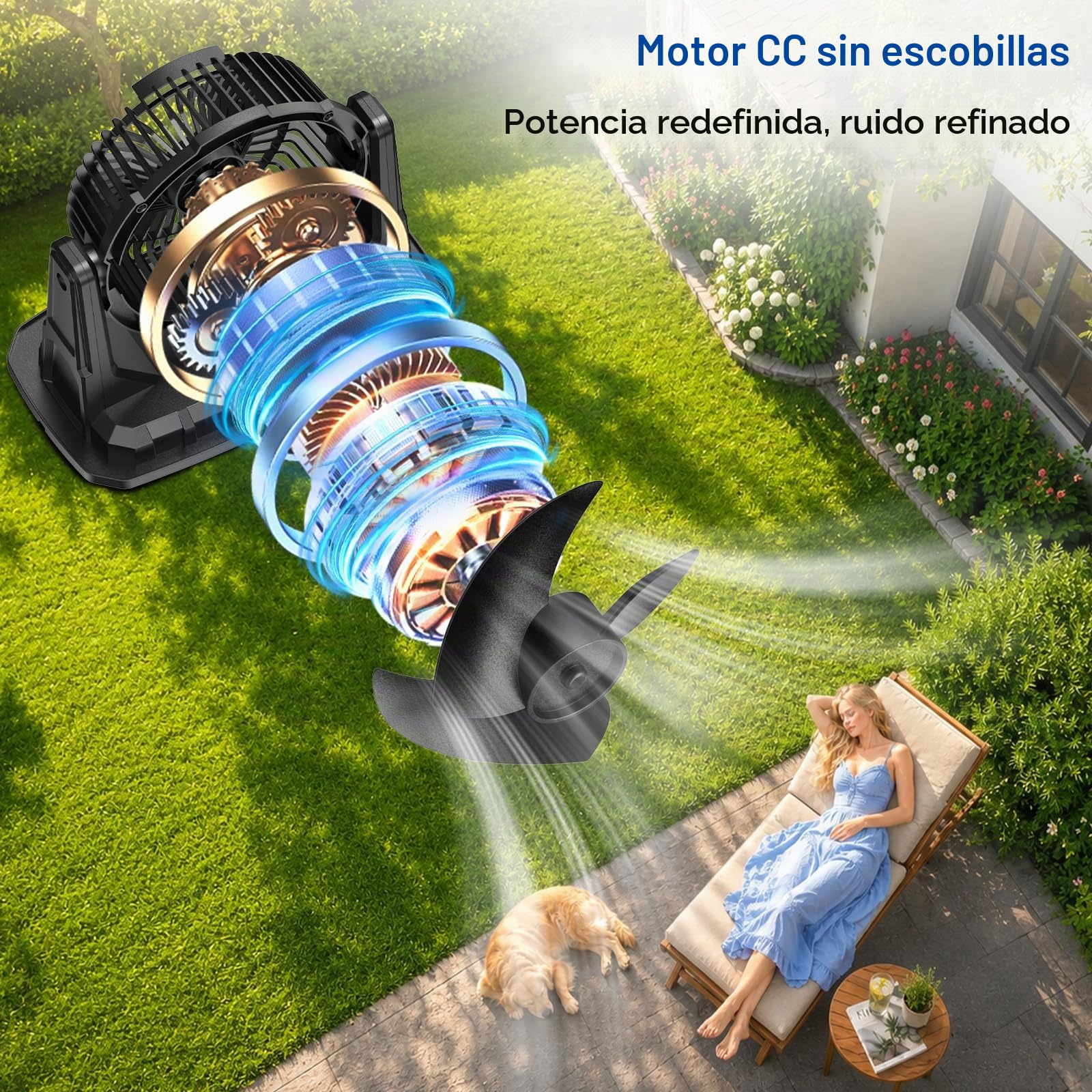Ausic Ventilador de nebulización portátil de 9 litros, ventiladores de exterior de 10 pulgadas y 20000 mAh para patios, ventilador de batería recargable, ventilador de refrigeración de agua para
