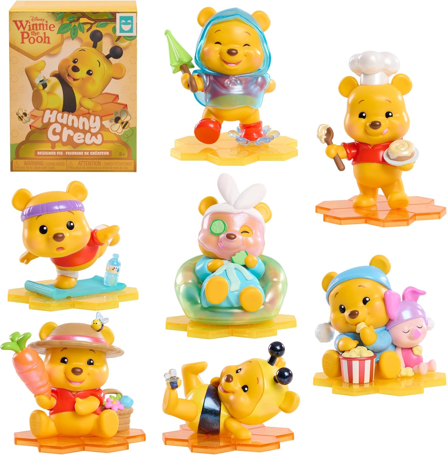 HAPPY HAUL Disney Winnie the Pooh Hunny Crew Designer Figures, Surprise Collectible Toy Figure in Blind Box with Shimmery Finishes, 4 Inches Tall, Short-Run Drop, Ages 8 and up