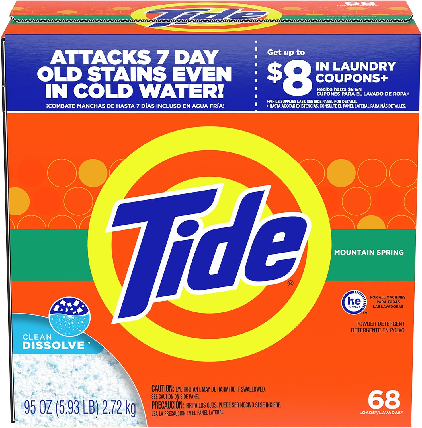 Tide Powder Laundry Detergent, Mountain Spring, 68 loads, 95 oz : Health & Household