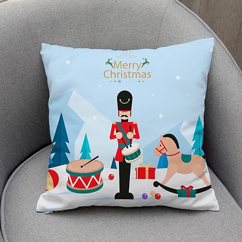 Miniatura 3 de Juego de 2 fundas de almohada con diseño de cascanueces con dibujos animados para porche, oficina, decoración de habitación de Navidad, juego de 2