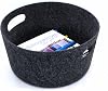Welaxy Large Storage Basket Felt Open Storage Bins Desk Organize bin Shelf Box with Handles Light Weight for Magazines Books Junk Kids Toys Pet Toy Clothes Laundry Organizer Round (Gray)