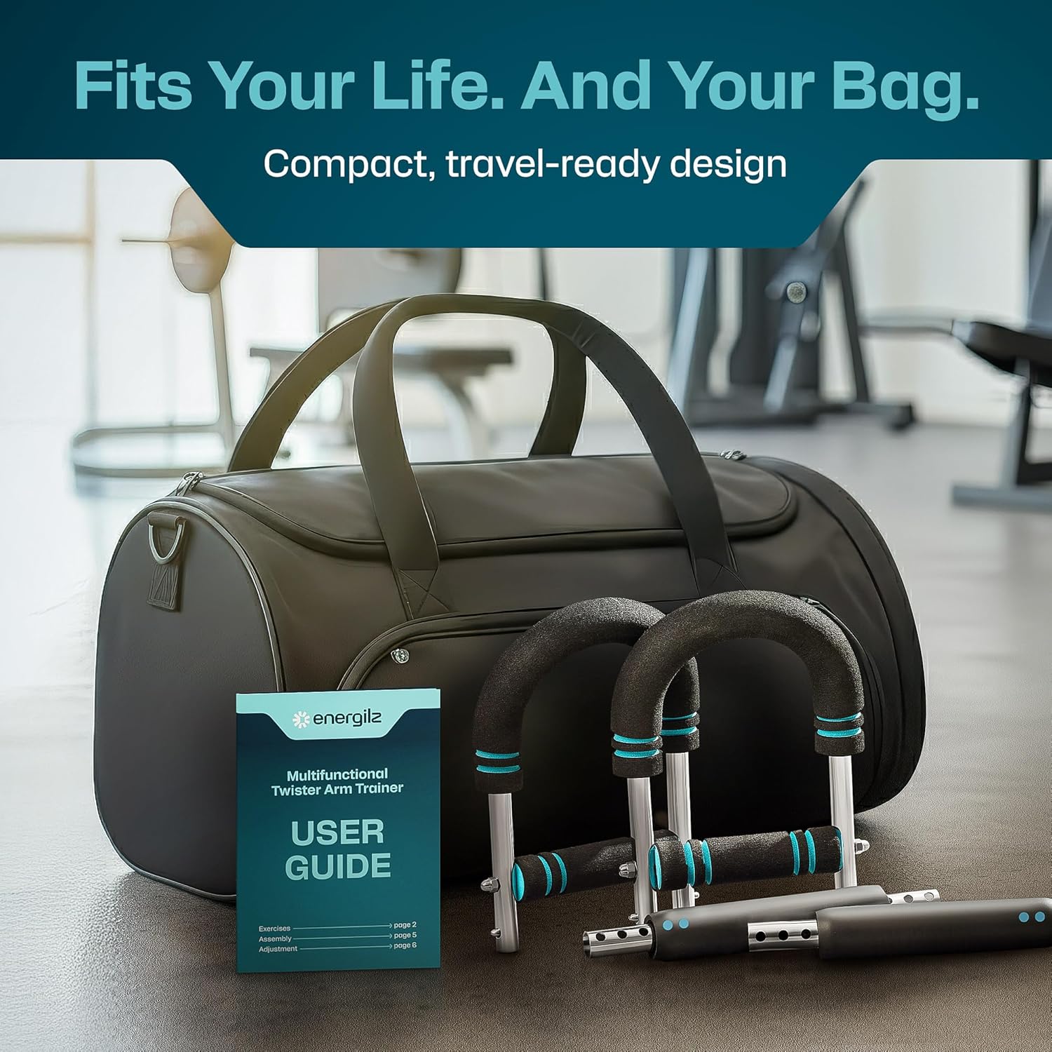 Twister Arm Trainer | Chest Workout Equipment Also for Biceps, Shoulders, Forearms, Back, Legs; Arm Chest Trainer for Men, Women, Beginners, Pros | 2 Spring Sets, 6 Resistance Levels (Blue & Red)