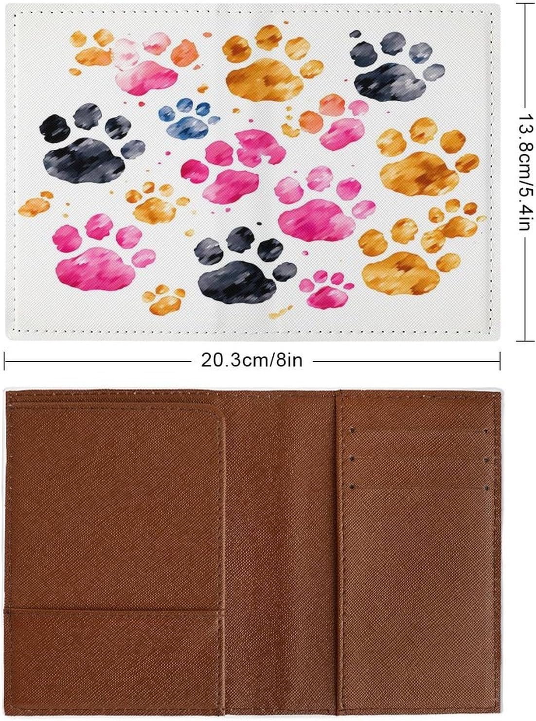 Colorful Dog Paws Passport Card Holder Travel Passport Covers Case Pu Passport Book Cover Passport Wallet Cover Case Passport Protective Cover Unisex Passport Protector