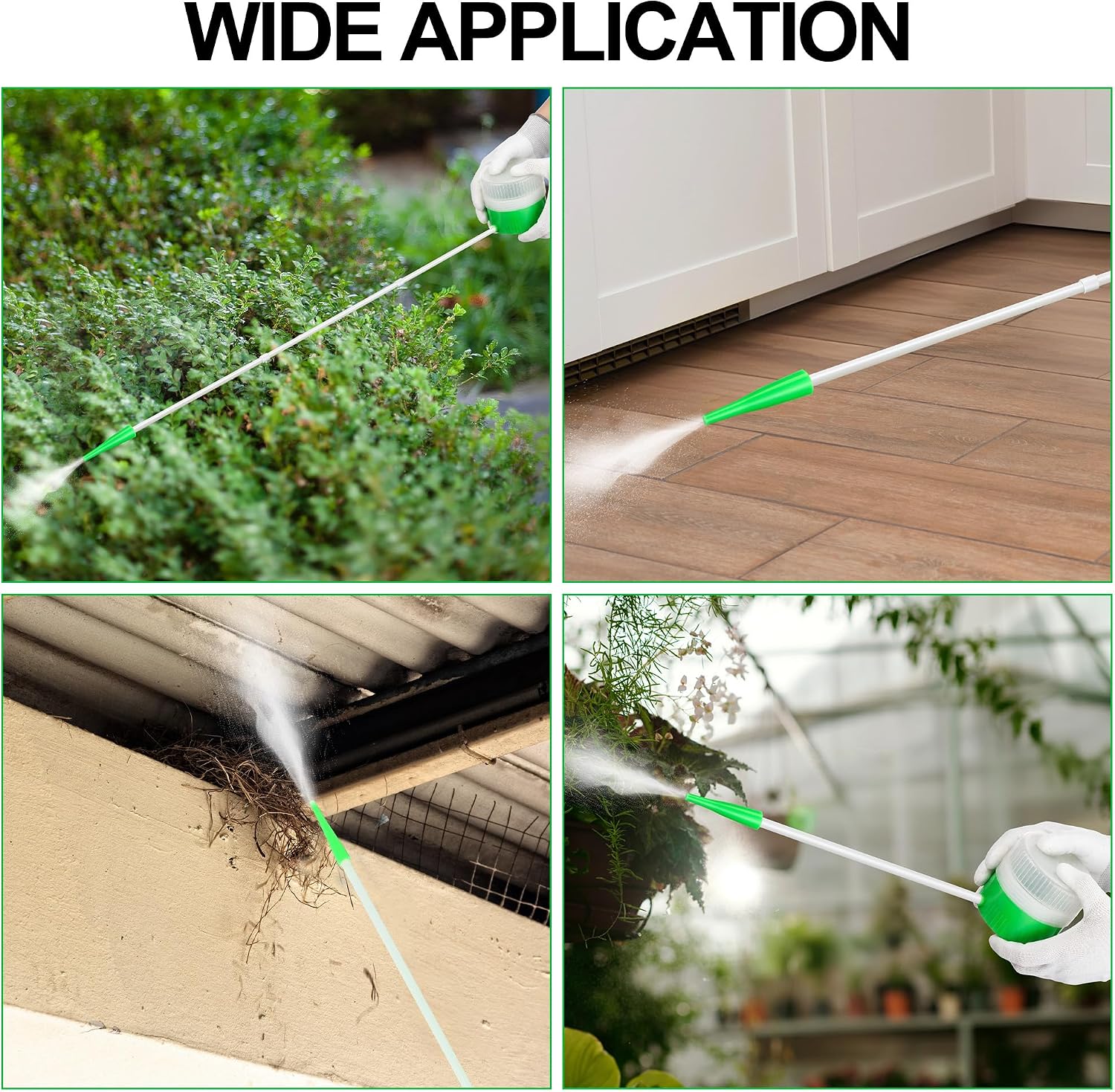 Adjustable 12'' to 36'' Diatomaceous Earth Powder Duster Kit, Diatomaceous Earth Dust Applicator with Scoop, 14g Funnel & Protective Gloves, Powder Sprayer for Indoor Outdoor Use (Green)
