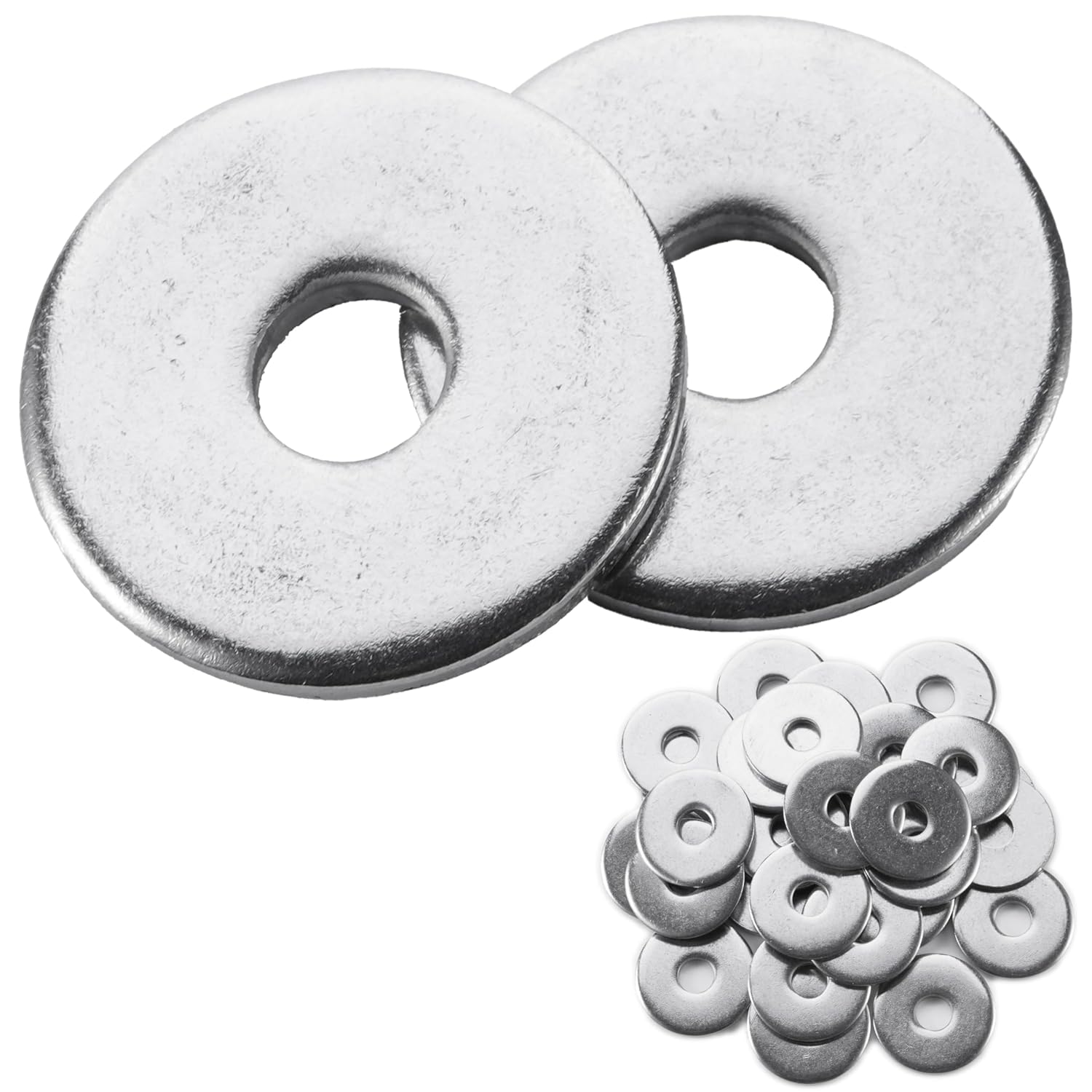 60 Pcs 3/8" Fender Washers Stainless, 3/8" ID x1.16 OD x 0.1" Thick, Large Fender Washers Flat, Aperture is Also Suitable for M10 Bolts (60, M10 x 1.16" OD x 0.1" T)